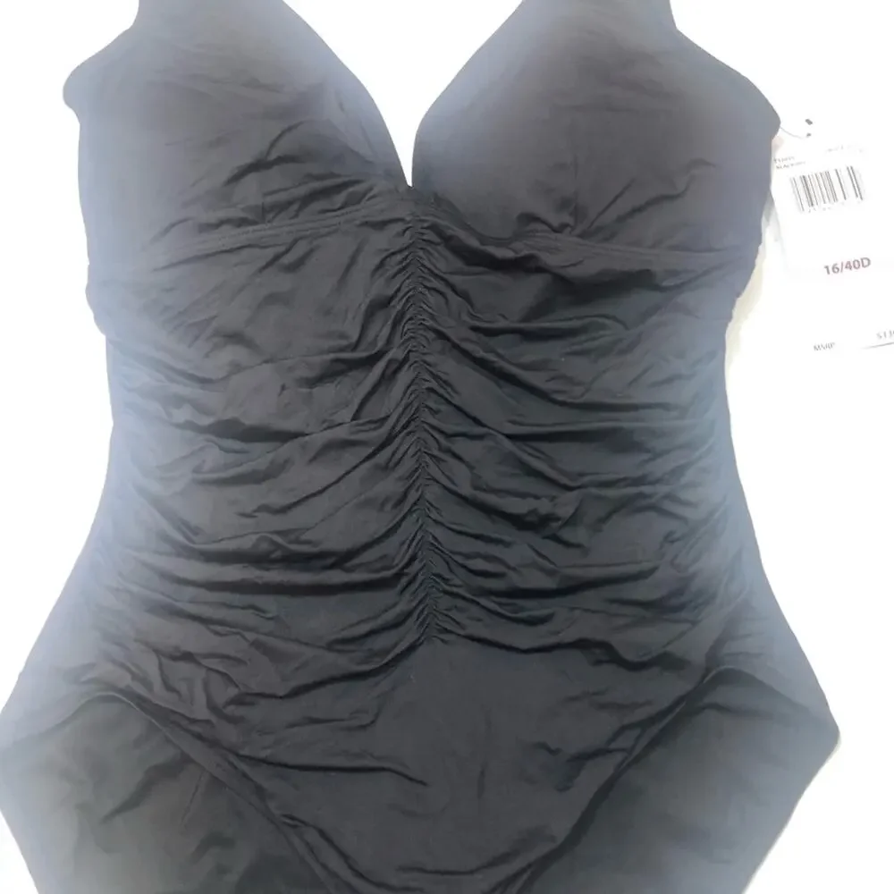 Coco Reef black vneck underwire one piece swimsuit size 16 - Picture 4 of 7